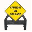 Temporary Plastic Road Signs Caution Oil Spillage Poly Sign 600 Tem15