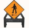 Temporary Plastic Road Signs Pedestrians Cross Left Poly Sign 600 Tem5