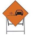 Temporary Traffic Sign Complete With Metal Stand Loose Chippings Metal Sign 750x750 Met19