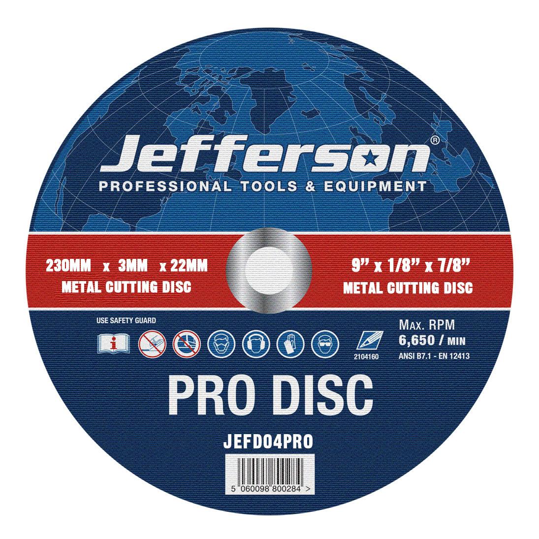 9" Metal Cutting Abrasive Disc 22mm Bore Jefd04pro