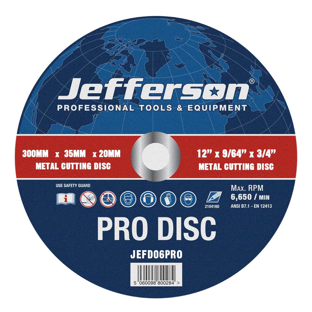 12" Metal Cutting Abrasive Disc 20mm Bore Jefd06pro