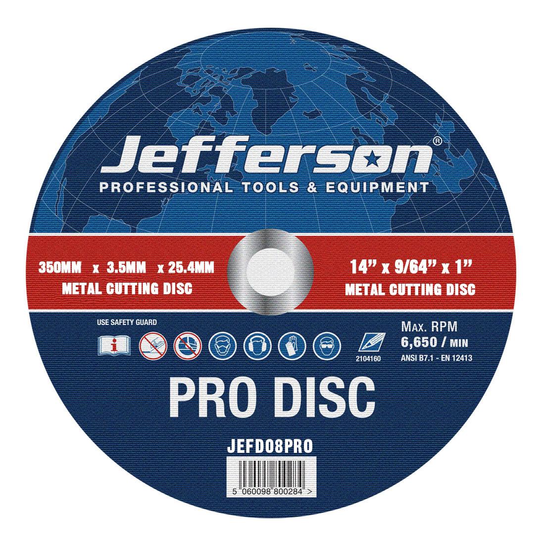 14" Metal Cutting Abrasive Disc 25.4mm Bore Jefd08pro