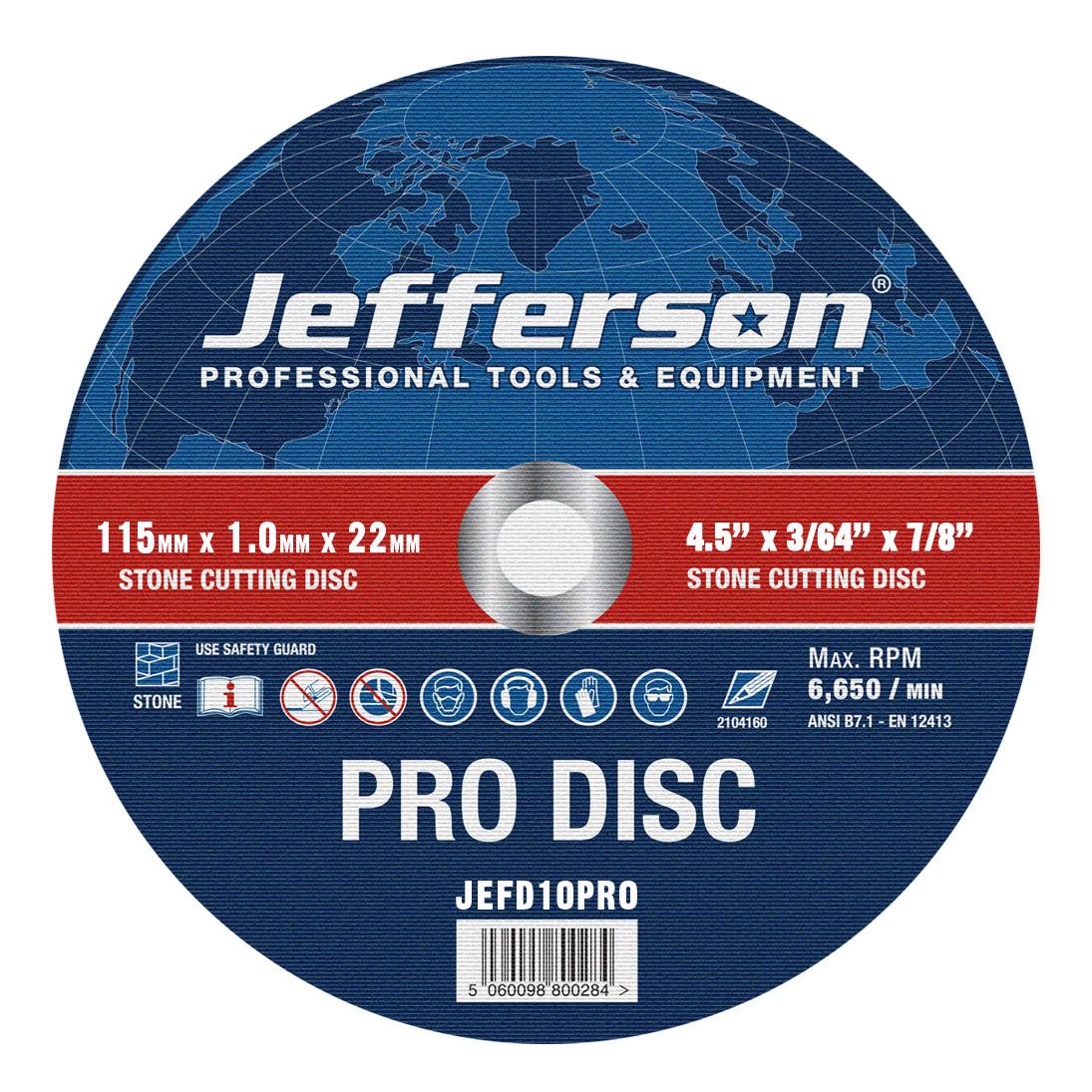 4.5" Stone Cutting Abrasive Disc 22mm Bore Jefd10pro