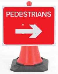 Cone Mounted Signs (gb & Ni ) Pedestrian Right Cone Sign 600mm X 450mm Con8