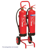 Mobile Fire Point Storage For 2 Extinguishers And 1 Fire Bucket. Made From Mild Steel Tube And Powder Coated.