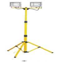 Eb-l12069 Twin Head Led Site Light 110v With Tripod & Double 20w Floodlight