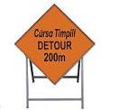 Temporary Traffic Sign Complete With Metal Stand Detour 200m Metal Sign 1200x1200 Complete With Metal Stand Met105