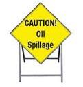 Temporary Traffic Sign Complete With Metal Stand Caution Oil Spillage Metal Sign 1200x1200 Complete With Metal Stand Met109
