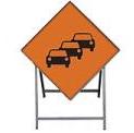 Temporary Traffic Sign Complete With Metal Stand Queues Likely Metal Sign600x600 Met13