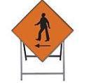 Temporary Traffic Sign Complete With Metal Stand Pedestrian Cross Left Metal Sign1200x1200 Complete With Metal Stand Met25