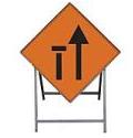 Temporary Traffic Sign Complete With Metal Stand Nearside Lane Closed Metal Sign 900x900 Complete With Metal Stand Met40