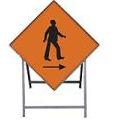 Temporary Traffic Sign Complete With Metal Stand Pedestrian Cross Right Metal Sign 900x900 Complete With Metal Stand Met44