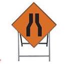 Temporary Traffic Sign Complete With Metal Stand Road Narrows Metal Sign 600x600 Complete With Metal Stand Met50