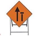 Temporary Traffic Sign Complete With Metal Stand Offside Lane Closed Metal Sign 1200x1200 Complete With Metal Stand Met61