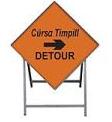 Temporary Traffic Sign Complete With Metal Stand Detour Right Metal Sign 600x600 Complete With Metal Stand Met92