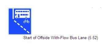 Permanent Traffic Sign Start Of Offside With Flow Buslane Rus064