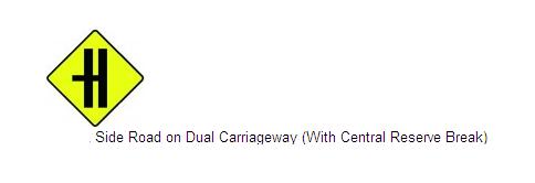 Permanent Traffic Sign Side Road On Dual Carriageway (with Central Reserve Break 600x600 W012l