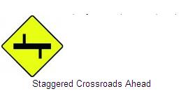 Permanent Traffic Sign Staggered Cross Roads Ahead 600x600 W017l