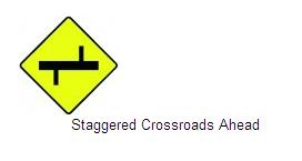 Permanent Traffic Sign Staggered Cross Roads Ahead 600x600 W017r