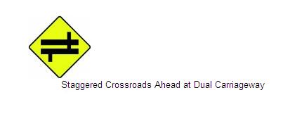 Permanent Traffic Sign Staggered Crossroads Ahead At Dual Carriageway 600x600 W021r