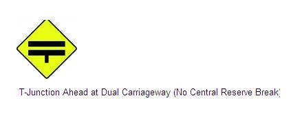 Permanent Traffic Sign T-junction Ahead At Dual Carriageway (no Central Reserve Break) 600x600 W022