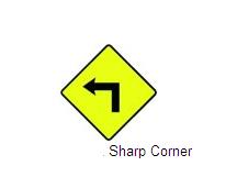 Permanent Traffic Sign Sharp Corner 600x600 W050l