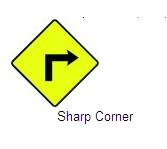 Permanent Traffic Sign Sharp Corner 600x600 W050r