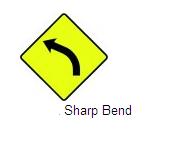 Permanent Traffic Sign Sharp Bend 600x600 W051l