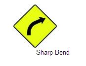 Permanent Traffic Sign Sharp Bend 600x600 W051r