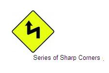 Permanent Traffic Sign Series Of Sharp Corners 600x600 W052l