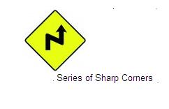 Permanent Traffic Sign Series Of Sharp Corners 600x600 W052r