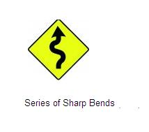 Permanent Traffic Sign Series Of Bends 600x600 W053r