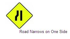 Permanent Traffic Sign Road Narrows On One Side 600x600 W070l