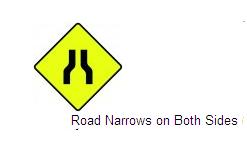 Permanent Traffic Sign Road Narrows On Both Sides 600x600 W071