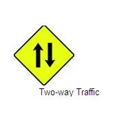 Permanent Traffic Sign Two-way Traffic 600x600 W080