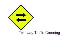 Permanent Traffic Sign Two-way Traffic Crossing 600x600 W081