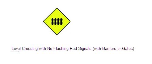 Permanent Traffic Sign Level Crossing With Flashing Red Signals 600x600 W121