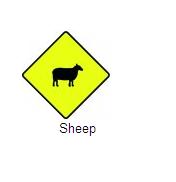 Permanent Traffic Sign Sheep 600x600 W152 Renni