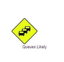 Permanent Traffic Sign Queues Likely 600x600 W163 Renni