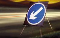 Roll Up Road Signs Directional Arrow Left 750mm Rol14