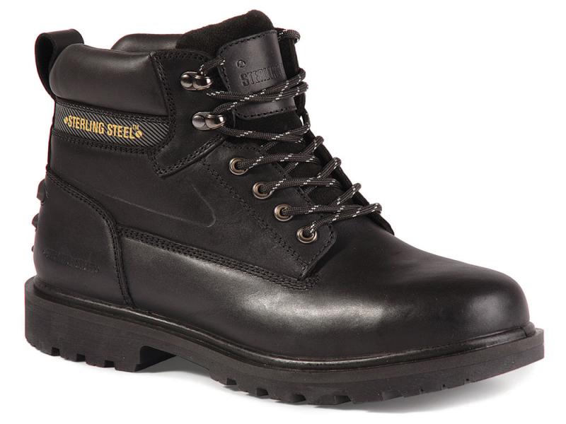 Ss802sm Size 4 Black Leather Derby Boot (sterling Safety)