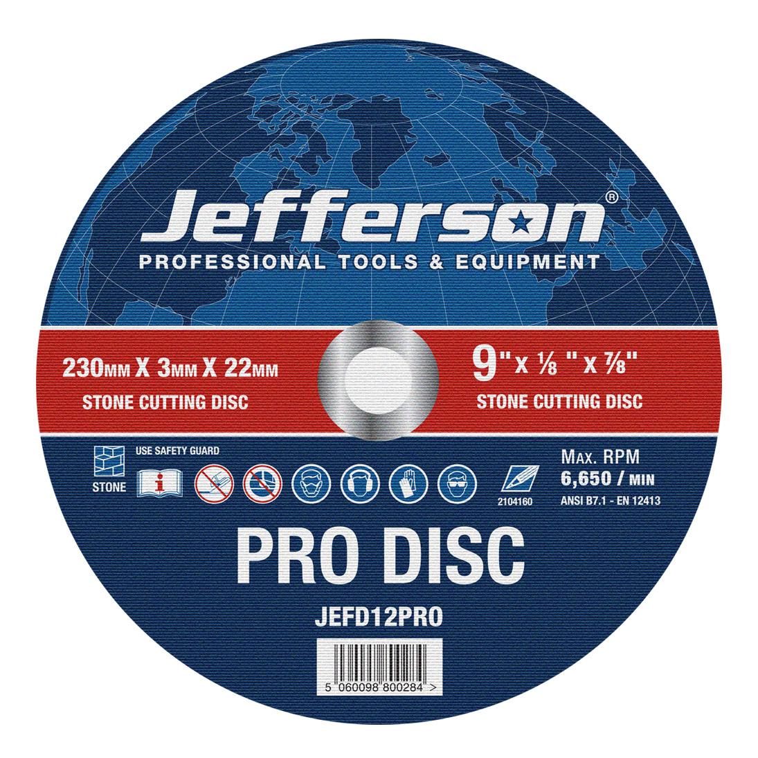 9" Stone Cutting Abrasive Disc 22mm Bore Jefd12pro