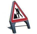 Temporary Plastic Q Road Signs Road Works Ahead 600mm Tem1