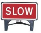Temporary Plastic Q Road Signs Slow Sign 1050mm X 450mm Tem16