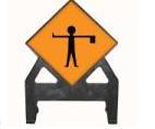 Temporary Plastic Road Signs Flagman Ahead Poly Sign 600 Tem1