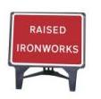 Temporary Plastic Q Road Signs Raised Ironworks Sign 1050mm X 750mm Tem21