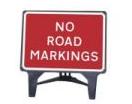 Temporary Plastic Q Road Signs No Road Markings Sign 1050mm X 750mm Tem22