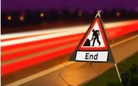 Roll Up Road Signs Road Works Ahead C/w End Supp 750mm Rol2